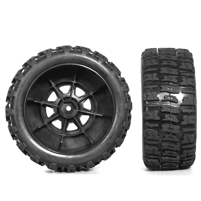 1/10 RC Short Course Truck Tires and Plastic Wheels 12mm Hex Off Road Front and Rear Tyres OD 115mm for 1:10 Scale Buggy Truck Car TRAXXAS Slash4X4 HuanQi 727 ARRMA SENTON 3S Losi 4PCS