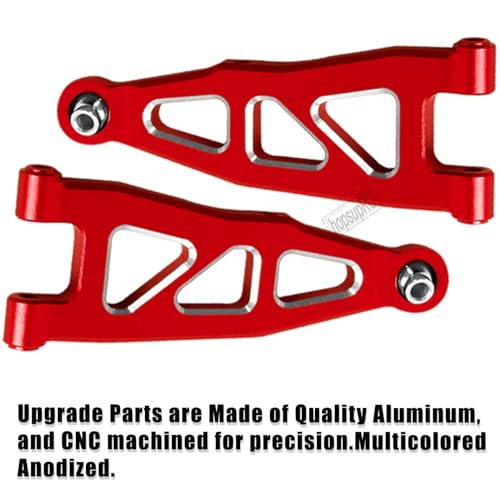 RC Alloy Front Rear Suspension A Arms Upgrades Part for 1/18 Granite Grom Mega 380 Brushed 4x4 Monster Truck RTR, Aluminum Front Rear A Arms Hops Up,Red(8PCS) - color: Red(8pcs)