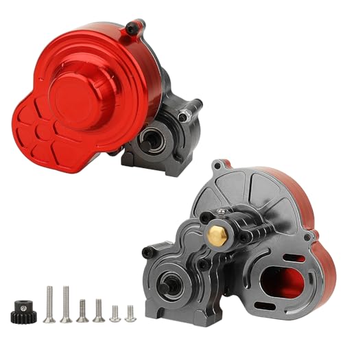 All Metal Complete Gearbox Transmission with Motor Gears for 313mm Wheelbase 1/10 RC Crawler Truck Axial SCX10 & SCX10 II DIY Upgrade Parts (red-Titanium) - color: Red-titanium