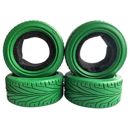 1/10 RC On-Road Car Tyres, 65mm Rubber RC Tire for 1/10 HSP Tamiya HPI Kyosho RC On Road Run-flating Car (Green) - color: Green