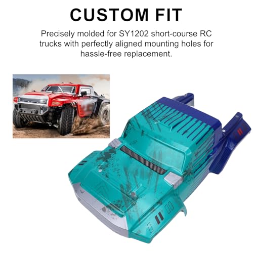GOTOTOP Pre Painted RC Car Body Shell for SanYao 1202 1/12 Short Course Truck, Thickened PVC Upgrade Body for Remote Control Truck (Green) - color: Green