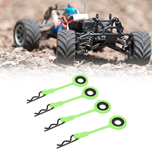 RC Car Body Clips Pins, 4 Pack Universal Metal and Silicone Shell Retainers, Green, Compatible with ARRMA Axial SCX10 D90 GEN8, 1/10 Scale Model Cars