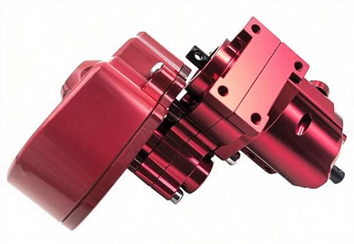 Metal Complete Gearbox Transmission Upgrade for Axial SCX10 AX10 Wraith 1/10 RC Crawler Car Truck(Red)