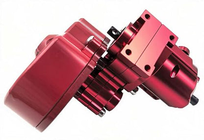 Metal Complete Gearbox Transmission Upgrade for Axial SCX10 AX10 Wraith 1/10 RC Crawler Car Truck(Red)