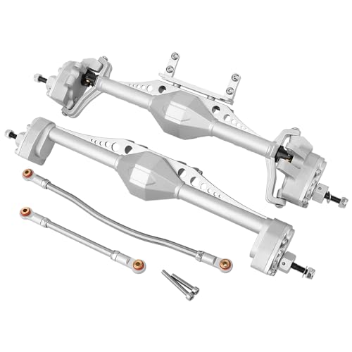 Metal Front and Rear Portal Axle Completes Set with Servo Mount for Axial 1/10 RC Crawler Capra 1.9 UTB AXI03004 AXI03000T1 T2 Buggy F9 Upgrade Parts (Silver) - color: Silver