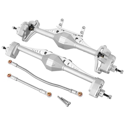 Metal Front and Rear Portal Axle Completes Set with Servo Mount for Axial 1/10 RC Crawler Capra 1.9 UTB AXI03004 AXI03000T1 T2 Buggy F9 Upgrade Parts (Silver) - color: Silver