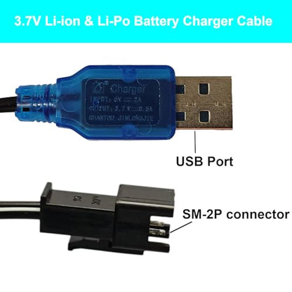 3 Pack 3.7V USB Charger Cable with SM-2P Connector/Plug for 3.7V RC Boats Cars Truck Rechargeable Li-ion and Li-Po Battery Battery Charge Cable