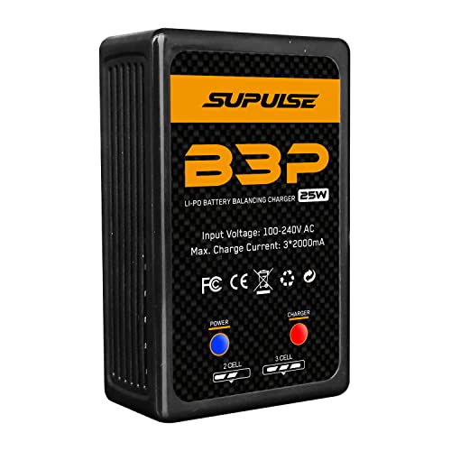 25W Lipo Battery Charger for 2S 3S rc Battery | AC 7.4-11.1V Balance Charger for XHR Plug Battery,Compact Charger for RC cars, plane