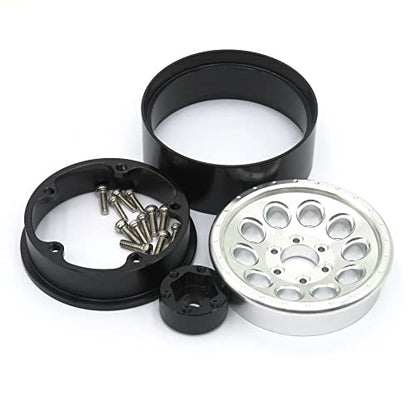RC 1.9 Beadlock Wheels Rims Silver & XL Size 1.9 Tires 4.75" (121mm) Fit 1/10 Crawler Redcat Gen8 Traxxas TRX-4 Tamiay CC01 Axial SCX10 Mud Rock Crawler Badland Terrain, (4-Pack, Assembled) - color: Silver