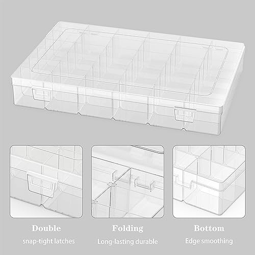 Goiio 2 Pack Plastic Organizer Container Box | 36 Grids Plastic Parts Organizer Box, for Beads, Art DIY, Crafts