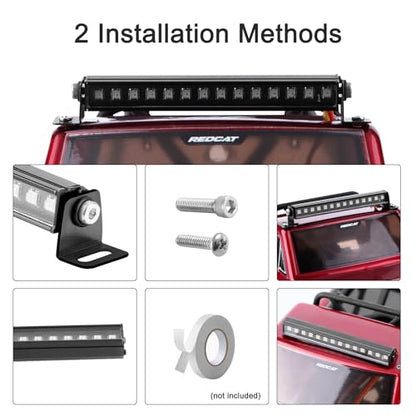 RC LED Light Kit for Redcat Ascent-18, 56mm Roof Light Bar | 8 Lighting Modes, Enhance Scale Realism for Ascent-18 1/18 RC Micro Crawler Upgrades