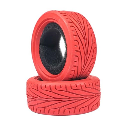 1/10 RC On-Road Car Tyres, 65mm Rubber RC Tire for 1/10 HSP Tamiya HPI Kyosho RC On Road Run-flating Car (Red) - color: Red