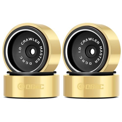 OGRC 32g 1.0 Aluminum Brass Beadlock Wheels for SCX24 AX24 TRX4M RC Car | 128g Total Weight, -3.78mm Offset, Solid Design, for Traxxas Axial Redcat 1/18 1/24 RC Crawler, Black - color: Black