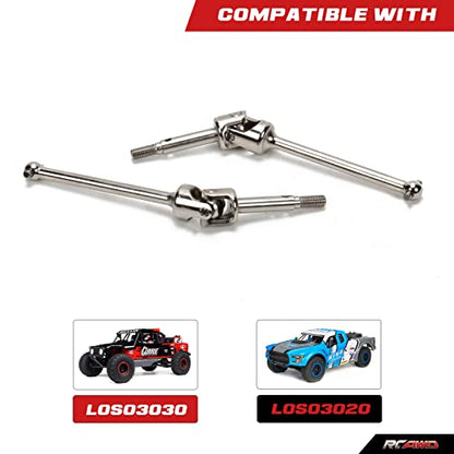 RCAWD Front Driveshaft Set for 1/8 Losi LMT Upgrades, U-Joint Universal Drive Shafts for 4X4 Solid Axle Monster Truck #LOS04021, #LOS04022, Parts for #LOS242048 Silver - color: Silver