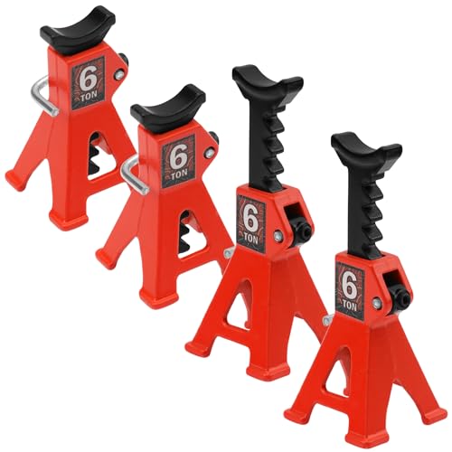 4Pcs ShareGoo 1/24 RC Scale Toy Decoration Metal RC Mini Toy Jack Stands Simulation Compatible with 1/18 1/24 RC Crawler SCX24 AX24 TRX4M FCX24 RC Crawler Car (Red) - color: Red
