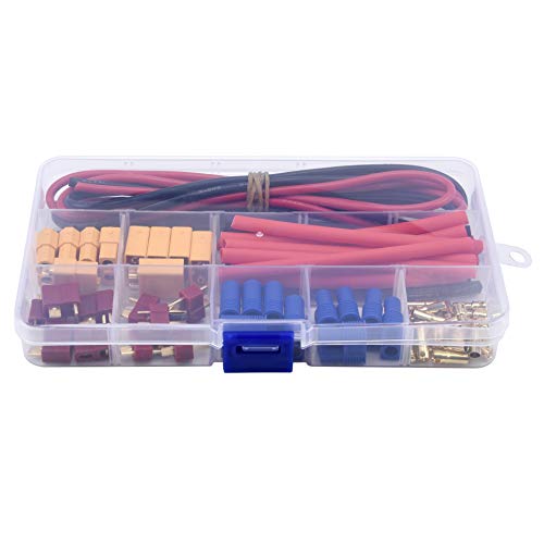 T-Plug EC3 XT60 Male Female Connector Adapters, 52PCS | With 14AWG Silicone Wire and Heat Shrink Tubes for RC ESC Lipo Battery Motor