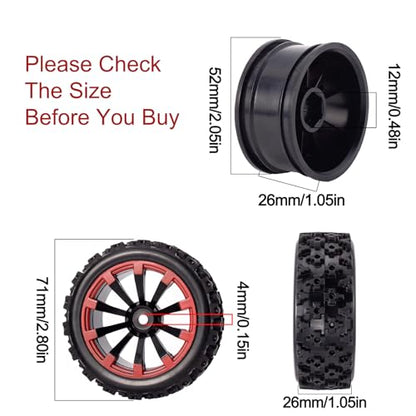 1/10 RC Car Tires 12mm Hex Wheels | For 1/18 Truck 1/12 to 1/16 Buggy, Compatible with Slash WLtoys 144001 A959 124018 124019 - color: black