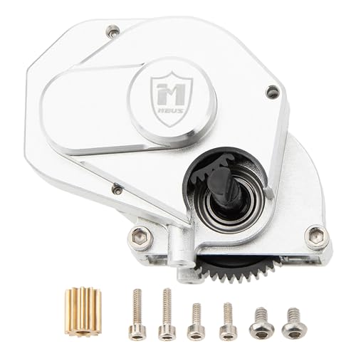 MEUS Racing SCX24 Transmission Aluminum Complete Gearbox for 1/24 Axial SCX24 RC Crawler (Brushed, Silver)