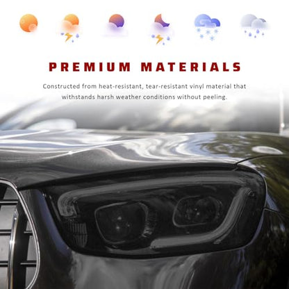 Car Light Tint Film, 12" × 48" Waterproof Headlight Vinyl Wrap Film Includes Squeegee & Cutter, Self-Adhesive Air-Release Wrap for Fog Lights, Taillights, and Headlights (Matte Black) - color: Matte Black