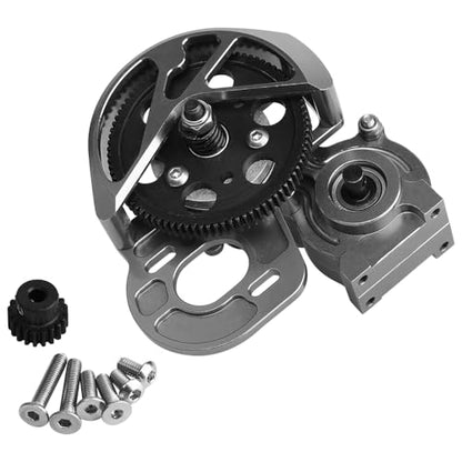 Aluminum Complete Transmission Gearbox for 1/10 Axia SCX10, SCX10 II 90046 90047 RC Crawler Upgrade (Gray) - color: Gray