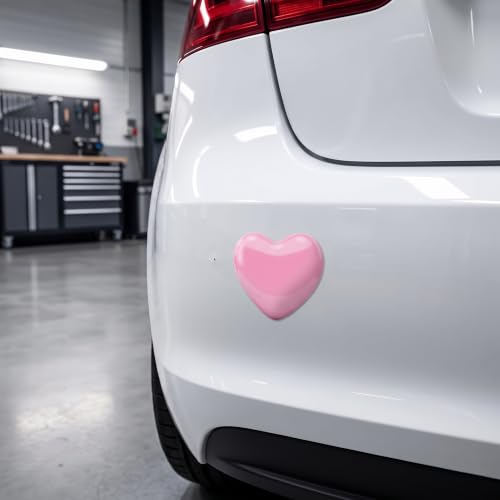 4PCS Pink Chrome Hearts Metal Car Emblem Stickers Self Adhesive Waterproof Car Stickers Car Accessories for Women Exterior Car Decor for Women Bumper Tailgate License Plate Decals
