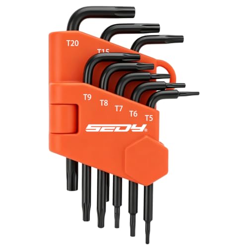SEDY 8-Piece Mini Torx L Key Set, Tamperproof Torx Star Allen Wrench, T5, T6, T7, T8, T9, T10, T15, T20, Cr-V - style: 8-Piece Mini Tamperproof Torx Star Allen Wrench