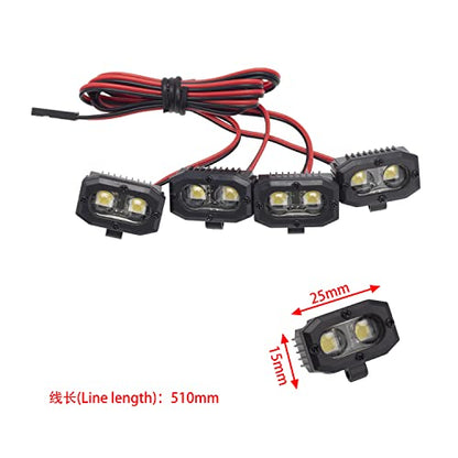 DKKY RC Car Lights LED Spotlights 1/10 Scale RC Crawler Accessories for Axial SCX10 90046 Traxxas TRX4 TRX6 Wraith RR10 MST Redcat Gen8 (4 Dual Lights Without Controller) - style: 4 Dual Lights without Controller