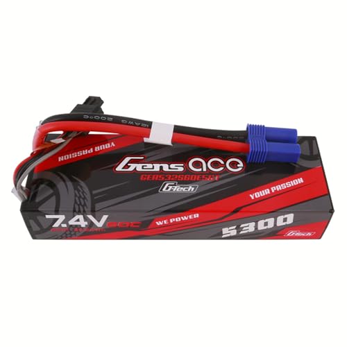 Gens ace G-Tech 5300mAh 7.4V 60C 2S Lipo Battery HardCase 24# with EC5 Plug