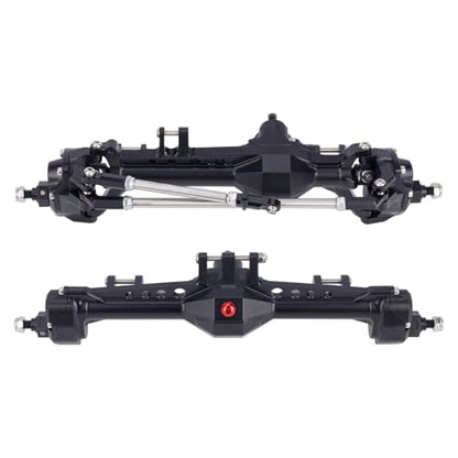 Vanquish F10 Portal Axles, 1/10 RC Aluminum CNC Complete F10 Front & Rear Axles with CNC Machined High Strength Steel Gears for 1/10 RC Crawler Vanquish VS4-10 Axial SCX10 II Upgrades (Black) - color: Black