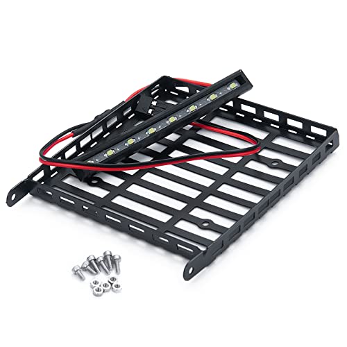 MORLORDY Stainless Steel RC Roof Rack Luggage Rack with LED Light Bar Screw Set for 1/24 RC Crawler Car Accessories SCX24 Upgrades Gladiator AXI00005 Parts