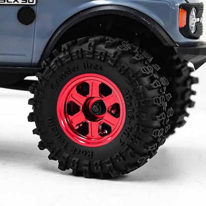 0.7 RC Crawler Tires OD 1.57" 1/30 Super Soft Rubber All Terrain Tyres For 1:30 1/32 Rock Mud Crawler Car Axial SCX30 Upgrades Parts 0.7" inch Beadlock Wheels Rims 4PCS