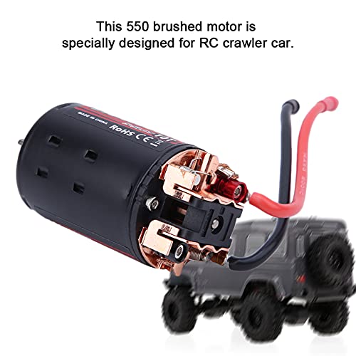 550 Brushed Motor High Power 5Slot RC Car Upgrade Part with Superior Heat Dissipation for 1/10 Scale RC Crawler Vehicle Black Red Metal Plastic Construction 215 Grams (10T) - size: 10T