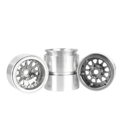 4PCS 1.9" Beadlock Wheel Rims Offset-10mm Aluminum Alloy Metal Wheel Hub for 1/10 RC Rock Crawler Car for Axial SCX10 TRX4 TRX6 D90 D110 Upgrade Accessories(12Holes-Grey) - color: 12holes-grey