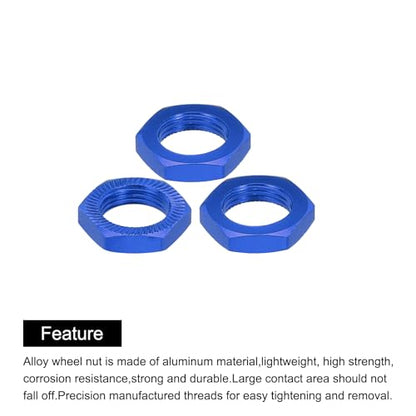 MECCANIXITY Aluminum 17mm RC Wheel Nut Thread M12x1.0mm Hex Wheel Nuts RC Wheel Nut for 1/8 RC Model Car Trucks Off Road Car Upgraded Parts Pack of 4(Deep Blue) - color: Deep Blue