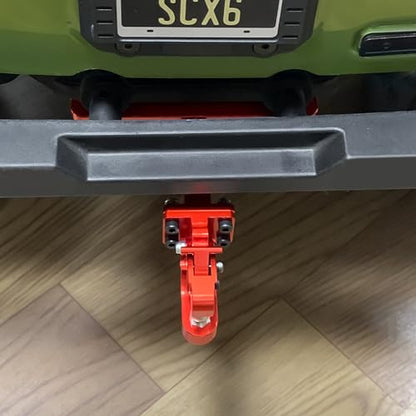 Aluminum Tow Trailer Hitch Shackle Hook for Axial SCX6 | 1/6 Scale Rear Bumper RC Crawler Upgrade,Red - color: Red