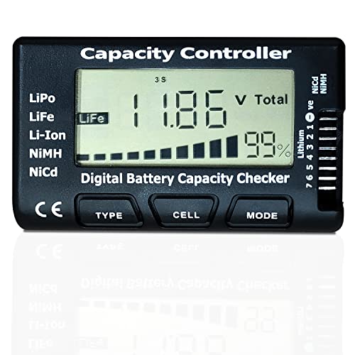 lipo Battery Checker Battery Tester Controller Tester | Voltage Tester for LiPo/Life/Li-ion/NiCd/NiMH Digital Battery Capacity Checker