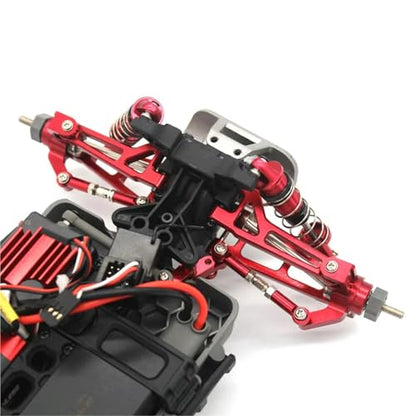 RC Car Accessories Compatible with MJX for Hyper for Go 16207 16208 16209 16210 H16 H16BM 1/16 RC Car Metal Parts Steering Tie Rod Assembly(Red) - color: Red