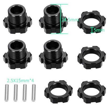 4 Pack MORFUM Aluminum RC Wheel Hex Hubs Adapter and Nuts (Splined) Extended Wheel Hub Drive Combiner Compatible with 1/7 Arrma Felony 6S RC Crawler Car Upgrades