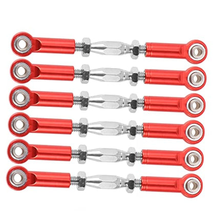 KOMBIUDA 6pcs Rc Car Rod Linkage Kit Aluminum Turnbuckles CNC Milled Easy to Install for Scale Rc Car Parts - color: Red