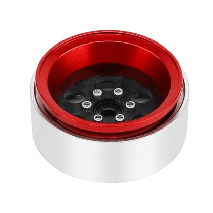 ModuWheel 1.3" Negative Offset Aluminum + Carbon Fiber Beadlock Wheels Rim for 1/24 1/18 AX24 SCX24 TRX4m Ascent18 RC Crawler,Round Pattern (red) - color: Red