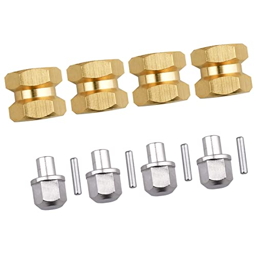 RC Hex Hub 12mm Brass Wheels Hex Hubs Extension Hex Drive Adapter Spacers for 1/10 RC Crawler Axial SCX10 90046 D90, 4-Pack (12mm) - size: 12mm