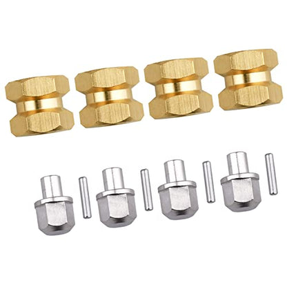 RC Hex Hub 12mm Brass Wheels Hex Hubs Extension Hex Drive Adapter Spacers for 1/10 RC Crawler Axial SCX10 90046 D90, 4-Pack (12mm) - size: 12mm
