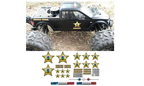 RC Car Truck Decals Stickers - Sheriff - Choose from 2 Set Styles 1/10 1/8 Scale (Basic - Old School Set) - color: Basic - Old School Set