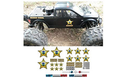RC Car Truck Decals Stickers - Sheriff - Choose from 2 Set Styles 1/10 1/8 Scale (Basic - Old School Set) - color: Basic - Old School Set