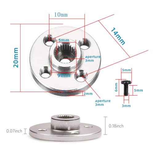 HaoDuoQian Servo Horn,20Pcs Servo Horn Metal Aluminum 25T Silvery Servo Disc for Robot Mechanical Claw Rc Car Helicopter Mg945 Mg995 Mg996