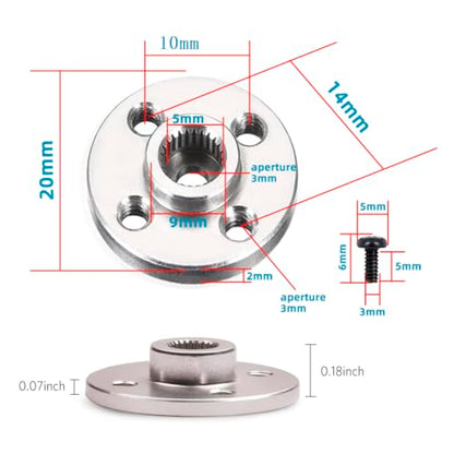 HaoDuoQian Servo Horn,20Pcs Servo Horn Metal Aluminum 25T Silvery Servo Disc for Robot Mechanical Claw Rc Car Helicopter Mg945 Mg995 Mg996