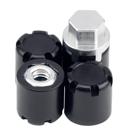 4PCS RC M4 Wheel Hex Nuts with Tools,CNC Aluminum RC Car Dustproof Wheel Rim Center Cap Hub Suit for TRX4 Axial SCX10 Redcar D90 Tamiya Etc 1/10 RC Crawler Car Upgrades (Black) - color: Black