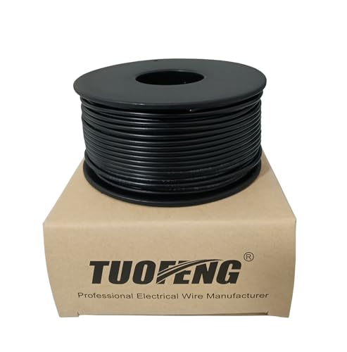 TUOFENG 22 AWG Solid Core Wire 100 ft, Black PVC Hook-Up Wire, 300V - size: 22 AWG solid wire black 100ft