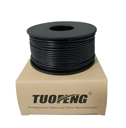 TUOFENG 22 AWG Solid Core Wire 100 ft, Black PVC Hook-Up Wire, 300V - size: 22 AWG solid wire black 100ft