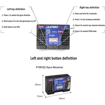 Dumborc 2.4Ghz Remote Receiver 10 Channel 2PCS P10FG RC Car Receiver for Dumbo rc DDF-350 Transmitter